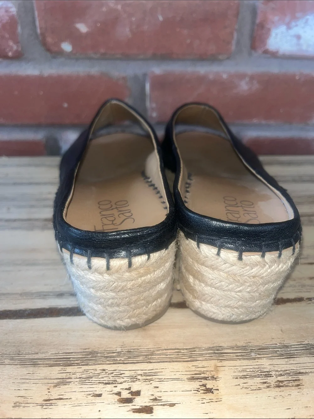 Franco Sarto L-Pine Black Leather Espadrille Platform Slide 9